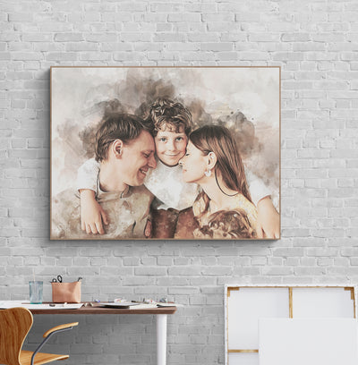 Personalized Family Portrait with Kids | Customized Anniversary Gift