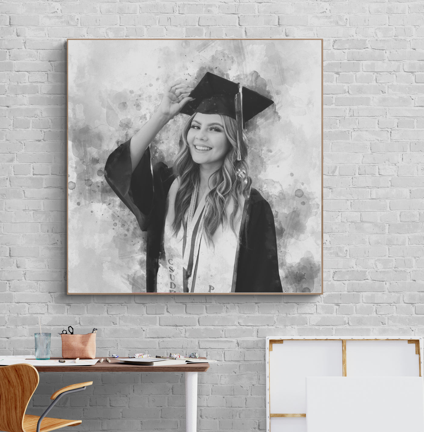 Daughter's graduation Black and white portrait