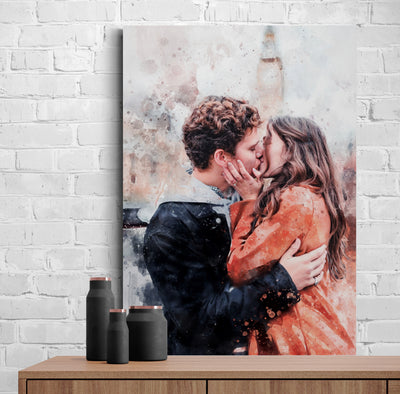 Custom Couple Photo to Painting | Personalized Watercolor Portrait