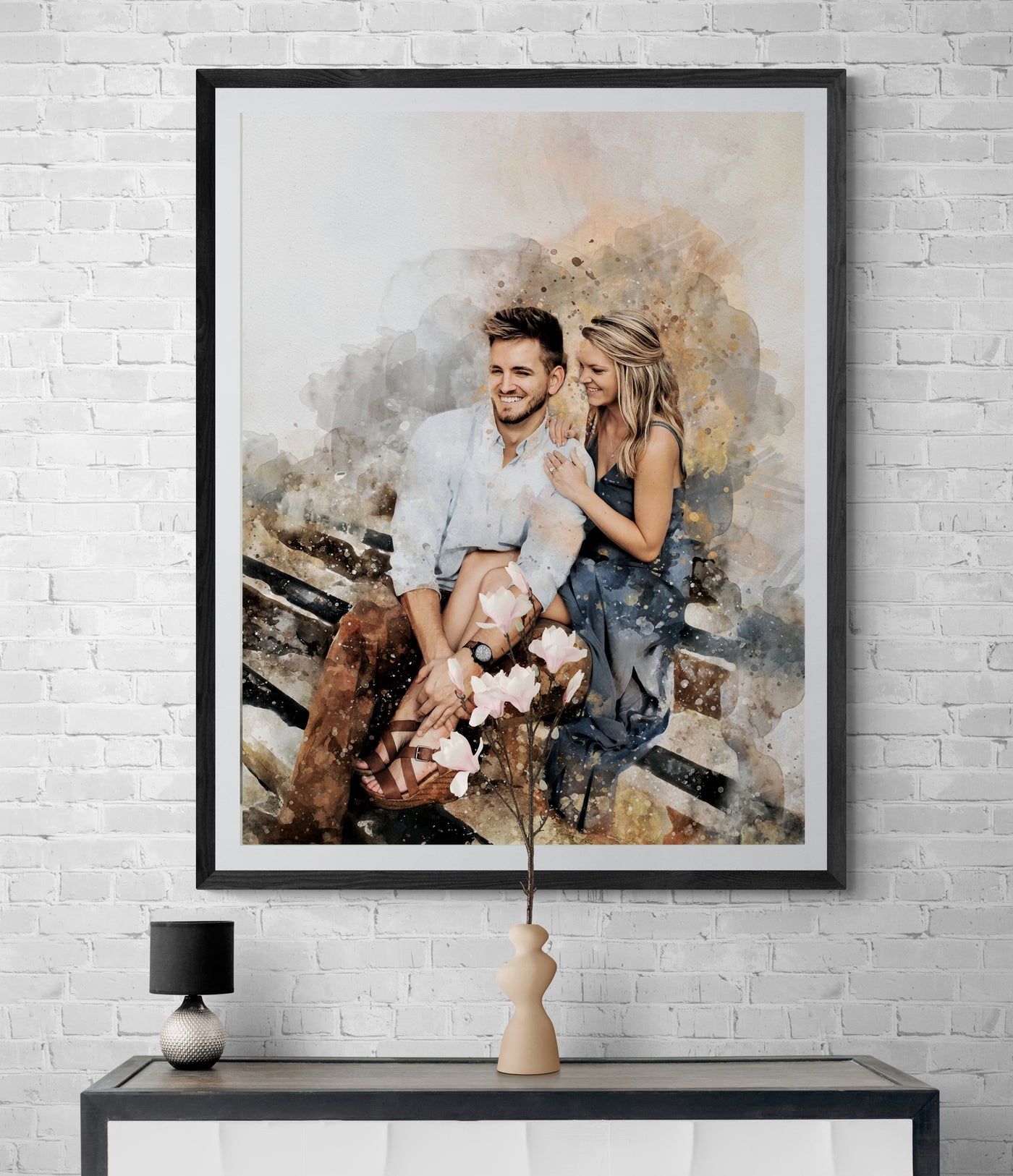 Custom Watercolor Couple Portrait from Photo | Personalized Honeymoon Gift