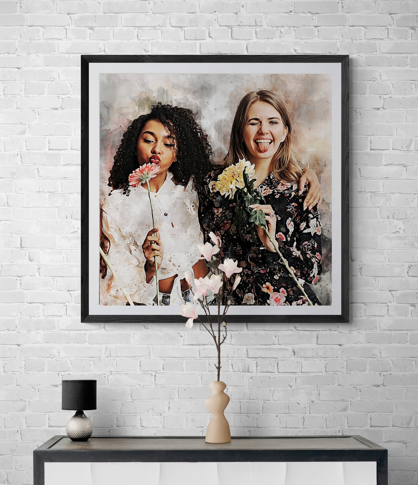Custom Best Friends Watercolor Portrait from Photo | Personalized Birthday or Friendship Gift