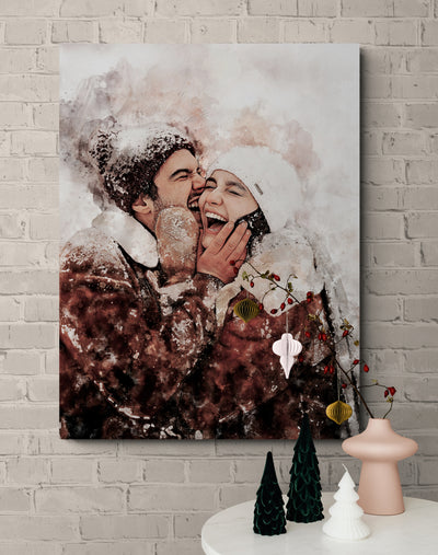 Personalized Couple Portrait Canvas Gift | Engagement, Anniversary, Wedding