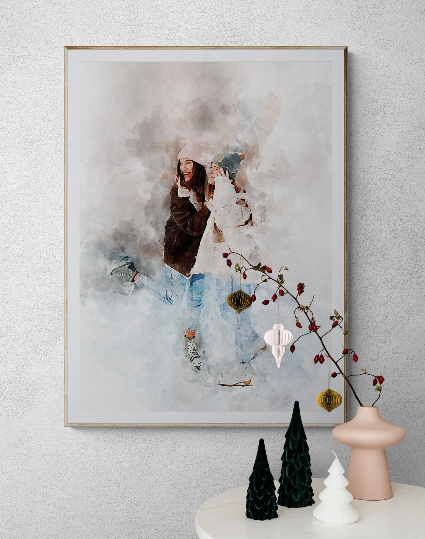 Personalized Winter Watercolor Portrait from Photo | Birthday/Friendship Gift