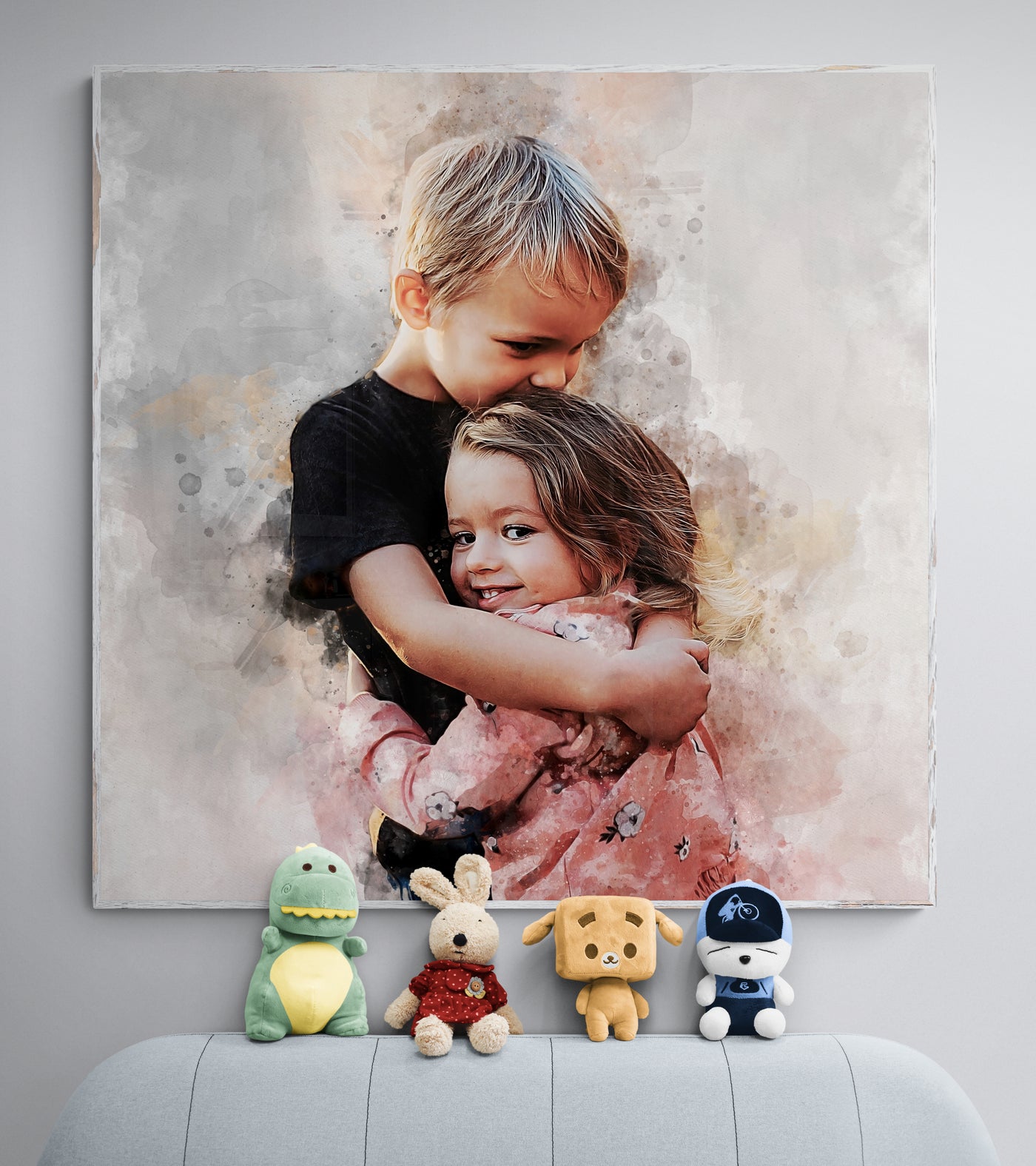 Personalized Brother Sister Gift | Custom Kids Portrait Canvas