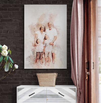 Custom Portrait Family Painting | Personalized Gift for Grandma | Grandmother Appreciation Gift