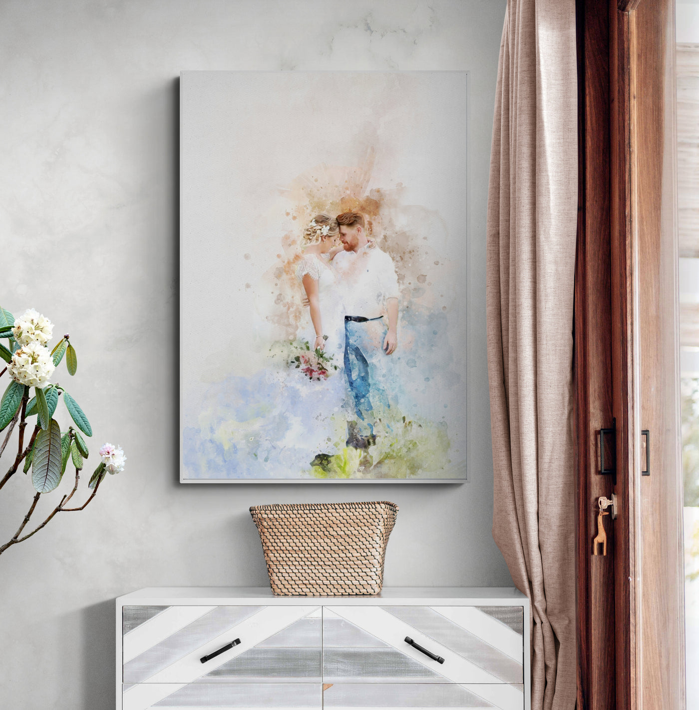 Personalized portrait painting Anniversary gift for husband gift for wife, Gift for couples, Custom Portrait from photo wedding, Canvas art