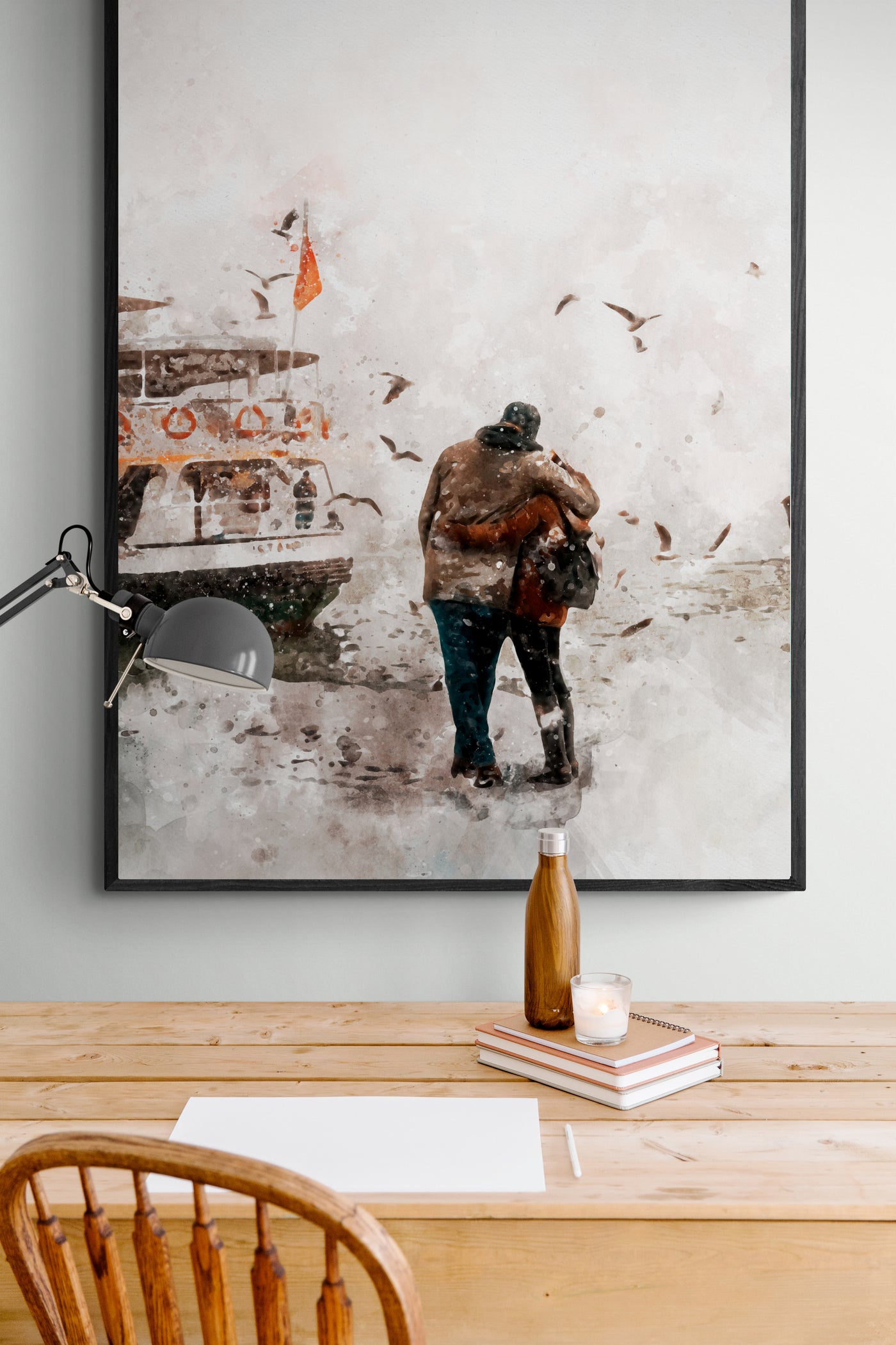 Personalized Travel Couple Portrait Gift | Engagement and Anniversary Present