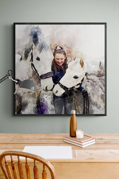 Personalized Horse Riding Gift | Birthday Gift for Horse Lover | Custom Portrait