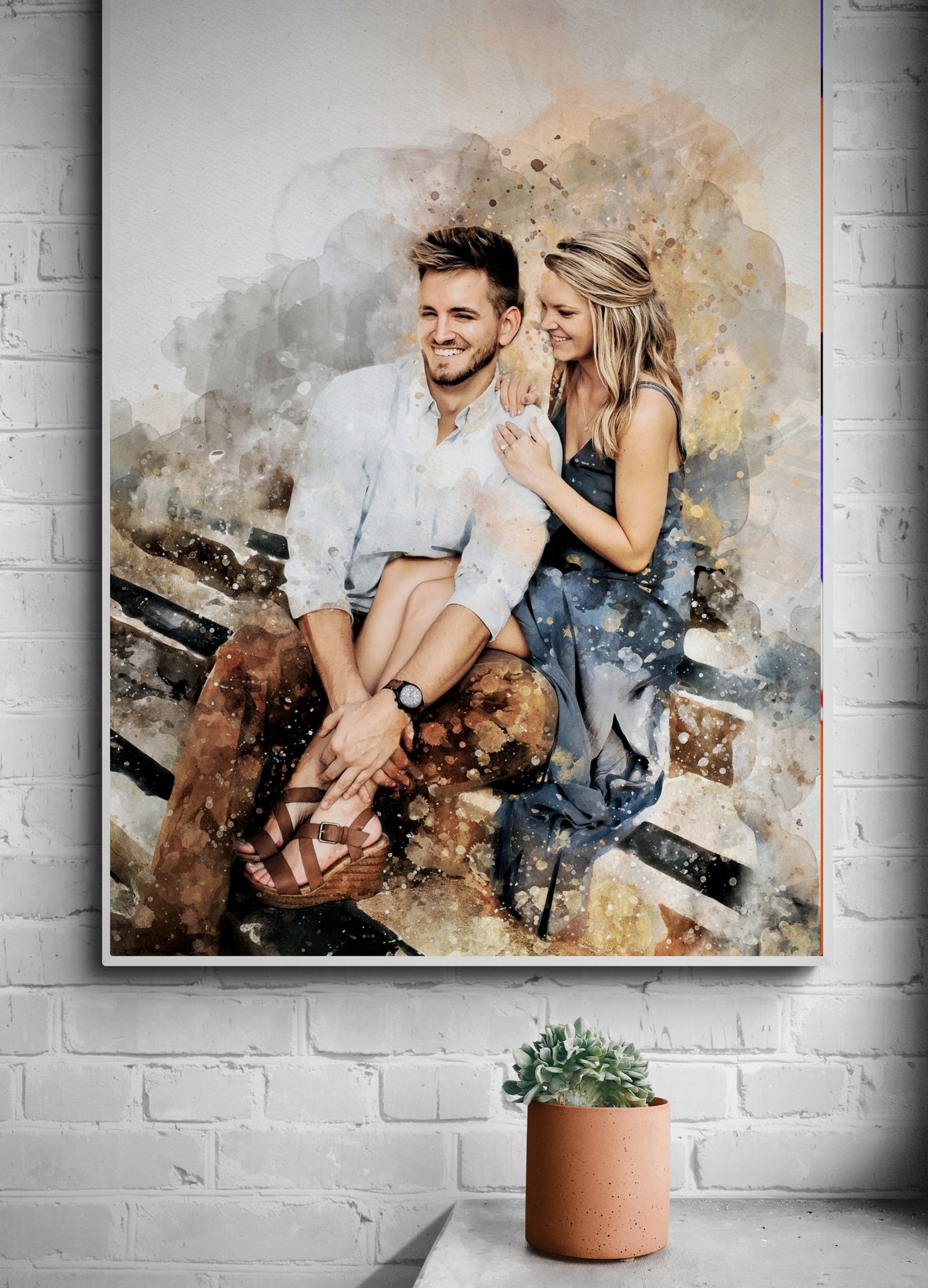 Custom Watercolor Couple Portrait from Photo | Personalized Honeymoon Gift