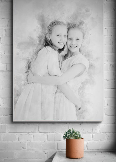 Twins sisters portrait art print