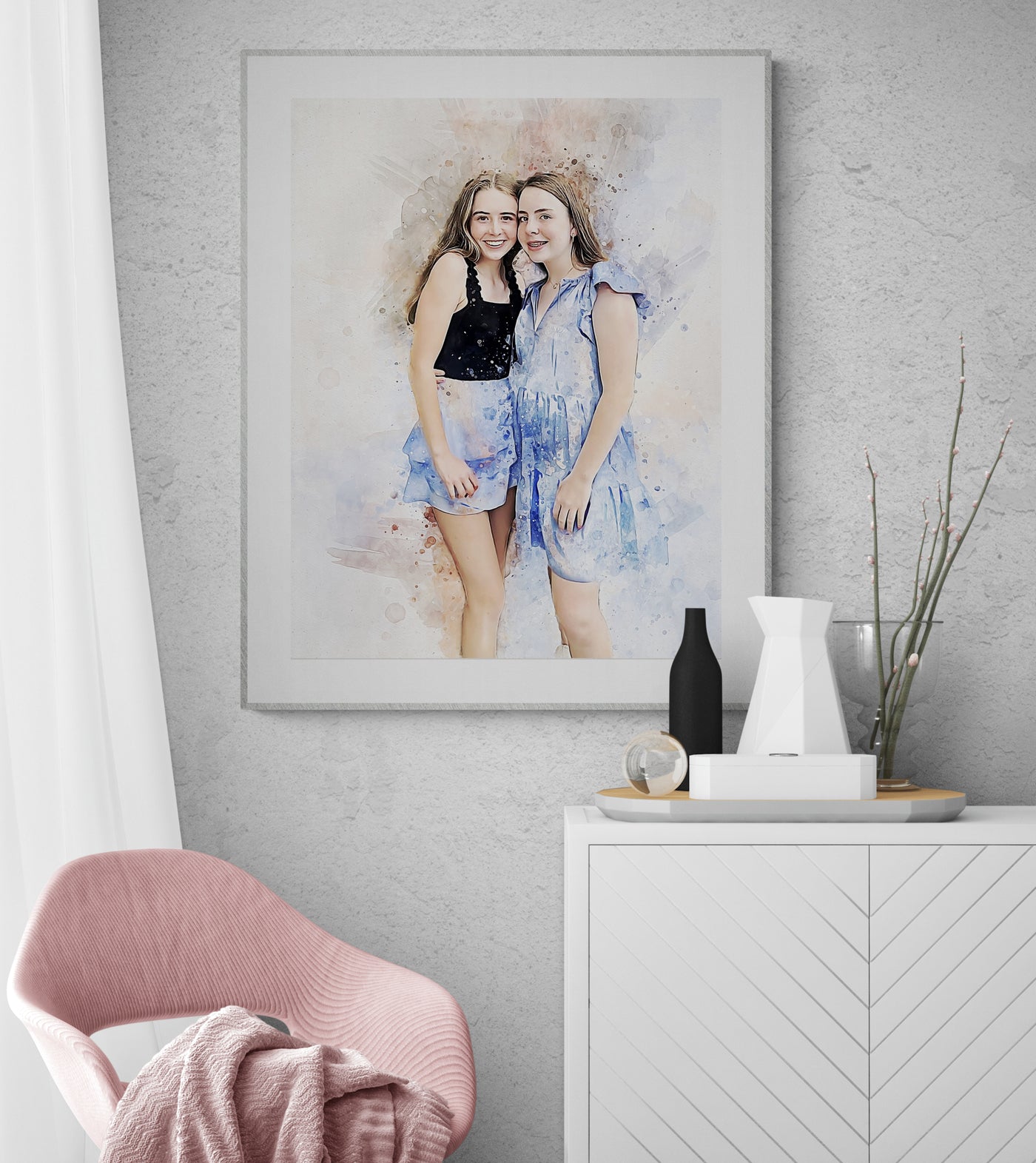 Personalized Sister Birthday Gift | Custom Portrait Canvas