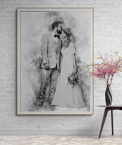 Wedding couple Portrait canvas art print