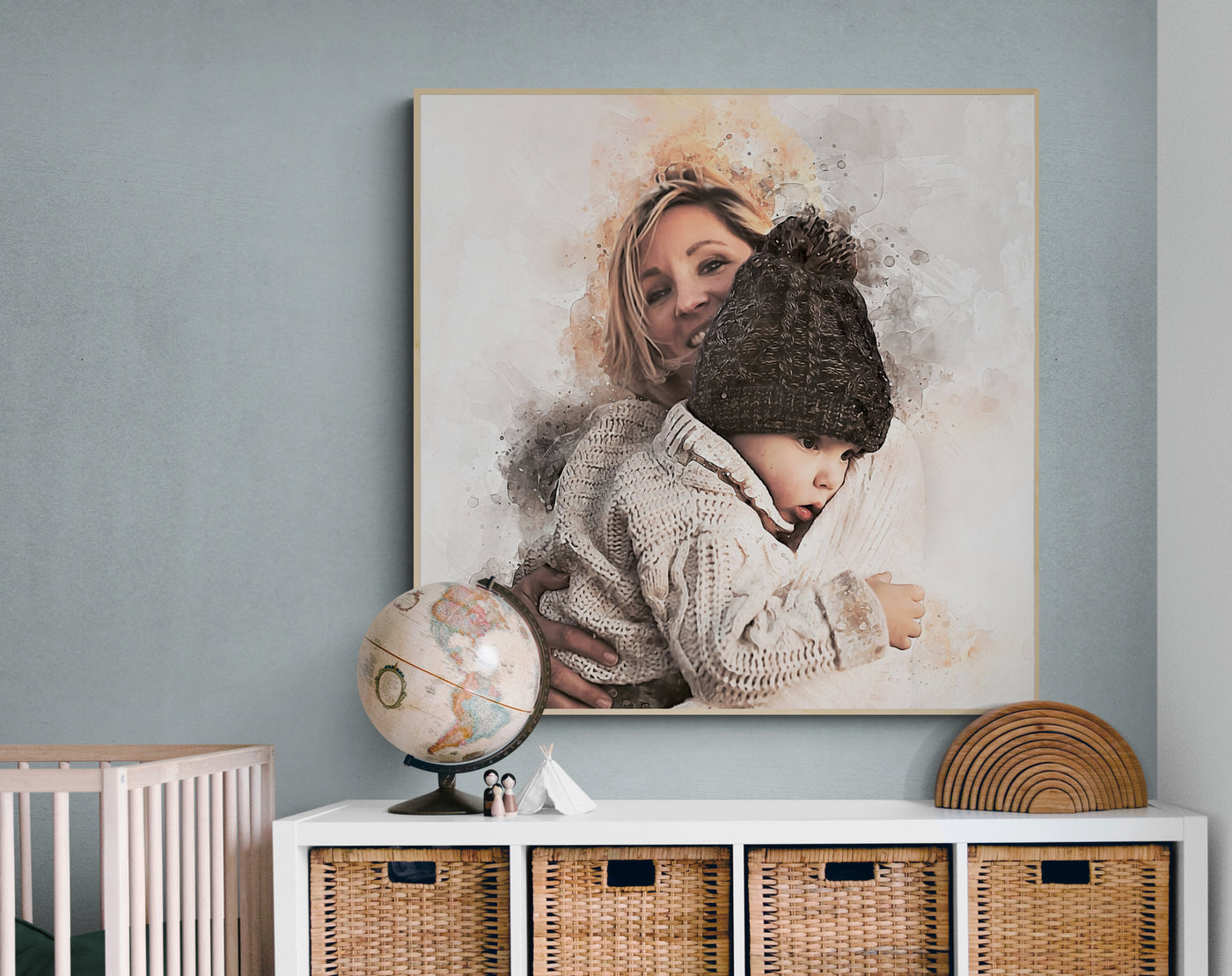 Mom Gift from Baby Portrait from Photo | Canvas Print Wall Art