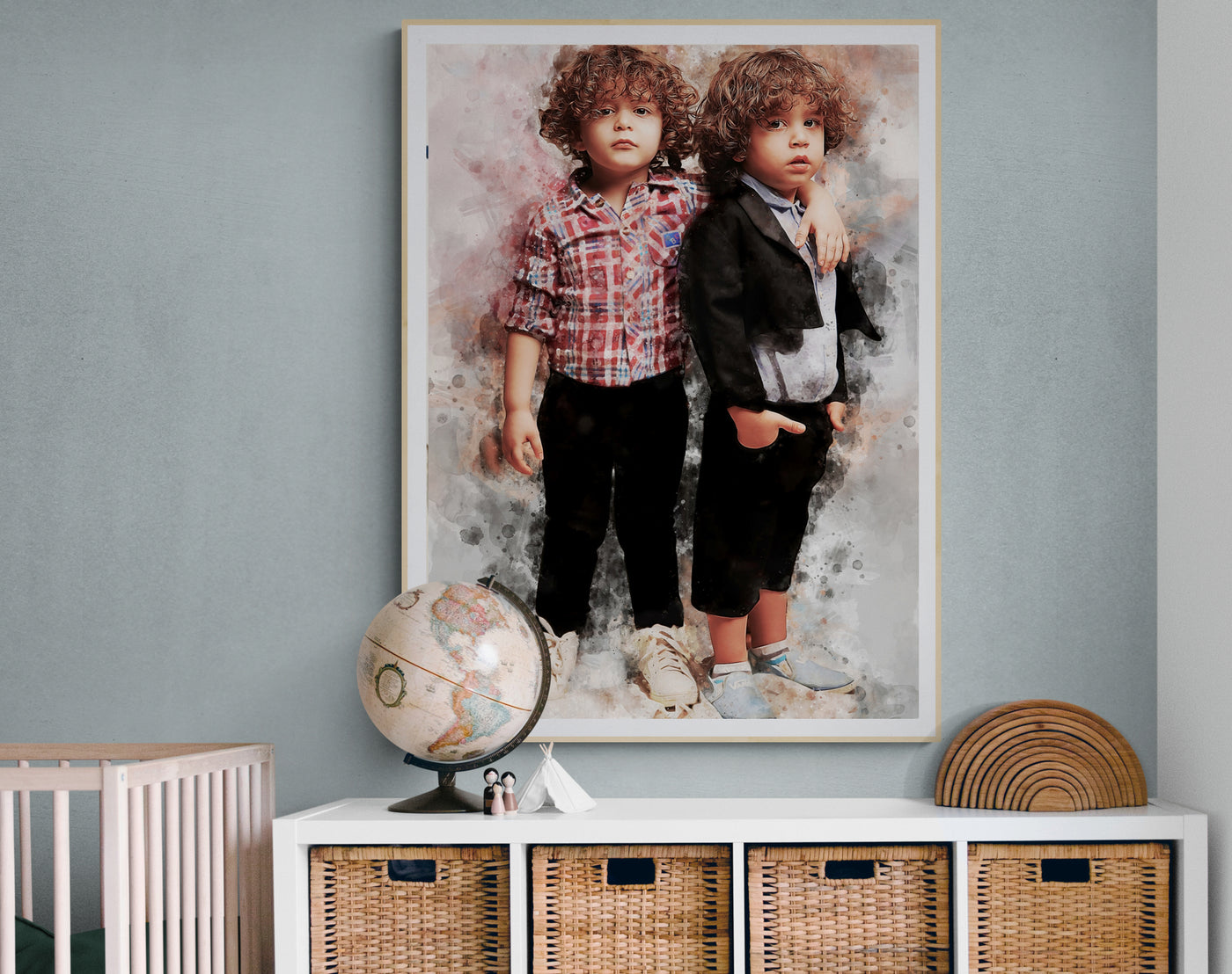 Personalized Twin Brother Birthday Gift - Custom Portrait Canvas