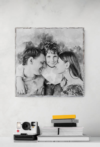 Family with kids portrait art print