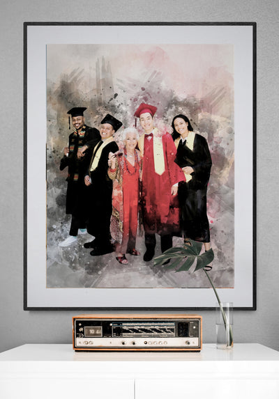 Personalized Family Graduation Wall Art Canvas Portrait | Birthday Gift for Son or Brother