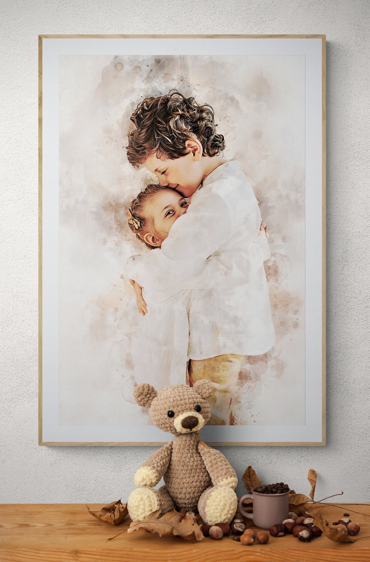 Personalized Brother-Sister Gift | Custom Kids Portrait Canvas