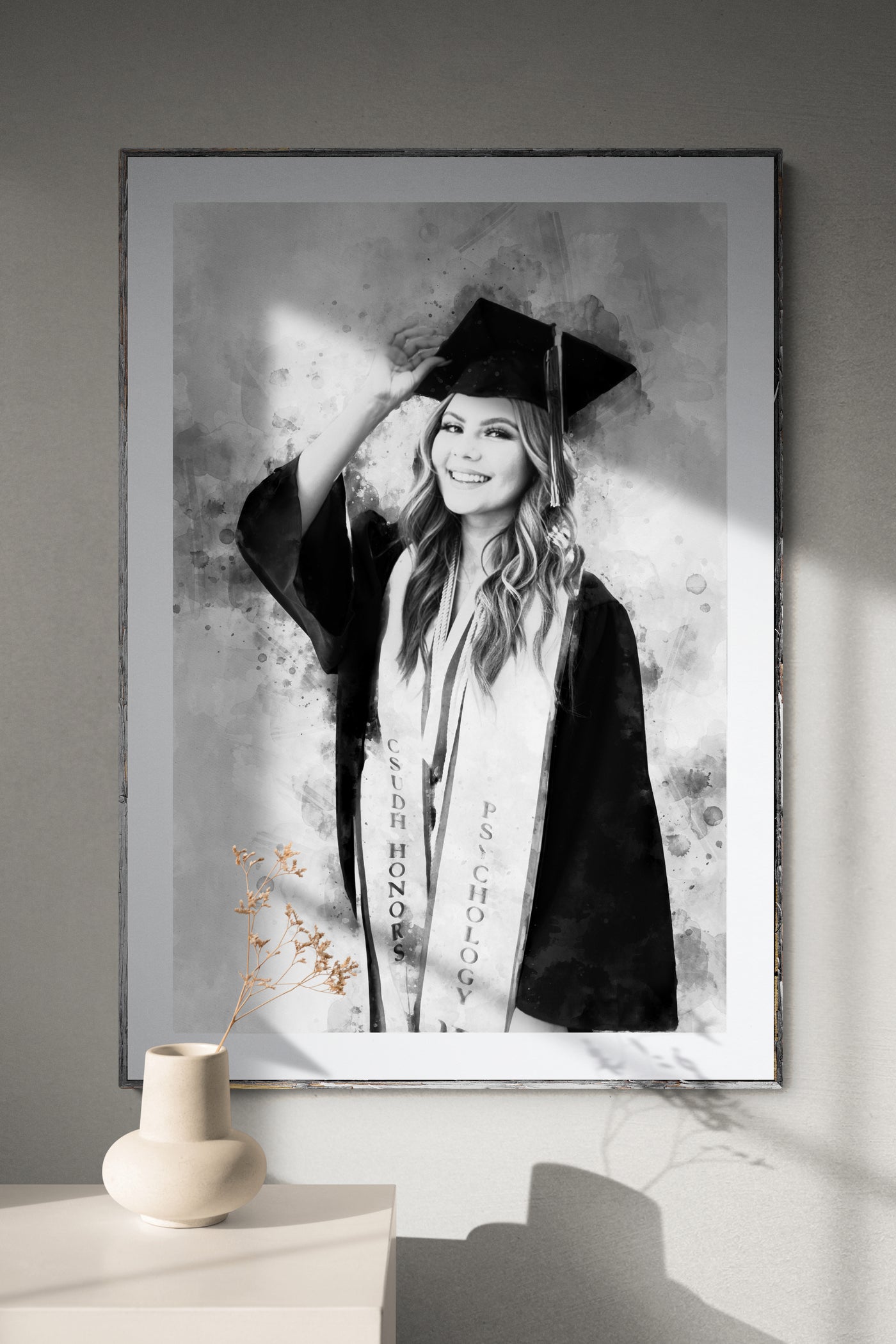 Daughter's graduation Black and white portrait