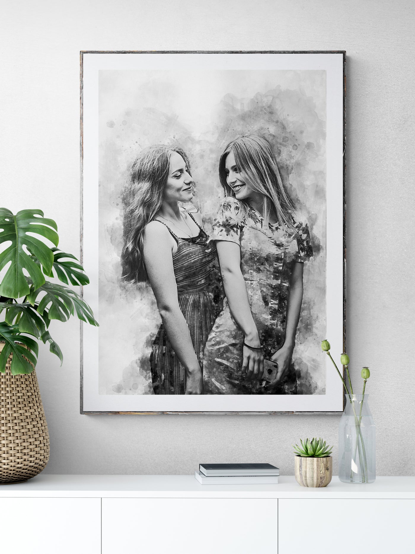 Sisters portrait art print