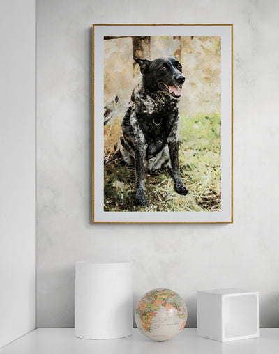 Dog watercolor portrait by photo on canvas