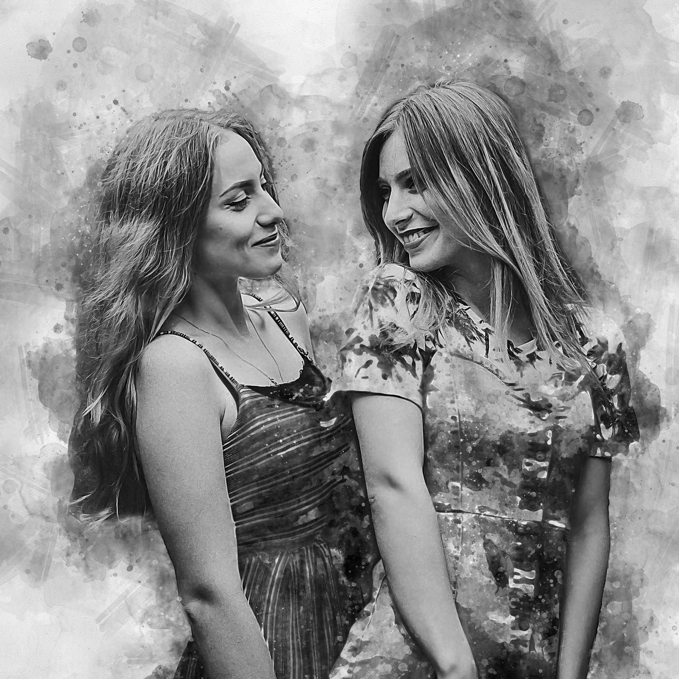 Sisters portrait art print