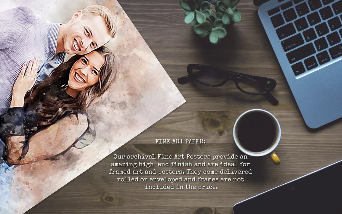 Custom portrait of the couple, Wedding day gift for bride and groom, Family Portrait from photo, Memory Gift, Photo Gifts
