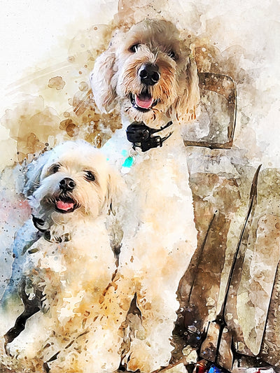 Dogs portrait watercolor wall art
