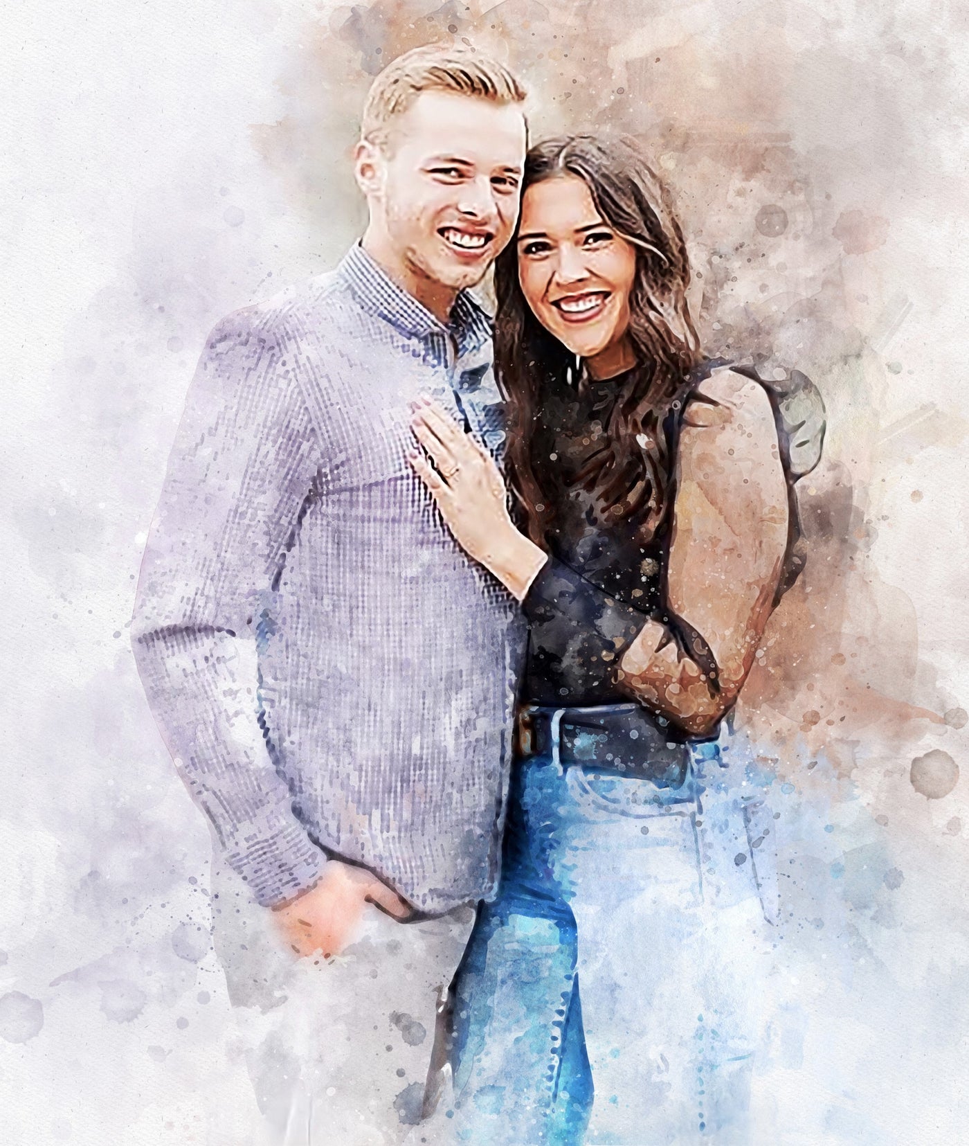 Custom portrait of the couple, Wedding day gift for bride and groom, Family Portrait from photo, Memory Gift, Photo Gifts