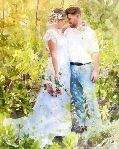 Personalized portrait painting Anniversary gift for husband gift for wife, Gift for couples, Custom Portrait from photo wedding, Canvas art