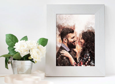Custom Couple Photo to Painting | Watercolor Portrait | Personalized Anniversary Gift