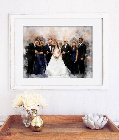 Digital painting from photo Personalized gift wall art Family painting Wedding Engagement Anniversary Watercolor personalized art Drawing