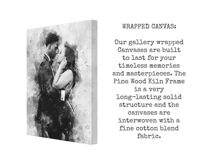 Engagement Photo Painting Black and White Wall Art