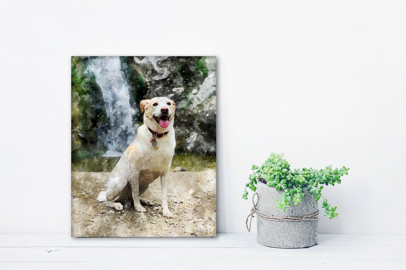Dog family portrait by photo on canvas Birthday gift for friend Dog mom gift Dog parents gift Pet portrait Painting from photo Watercolor