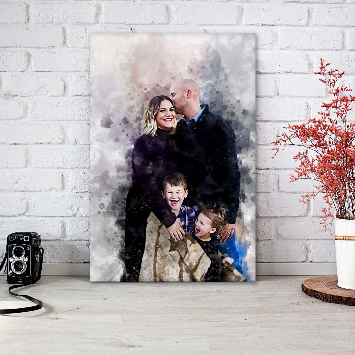 Photo Gift for Family with Kids Mothers day gift for wife Anniversary gift for family portrait custom painting on canvas Fathers day gift