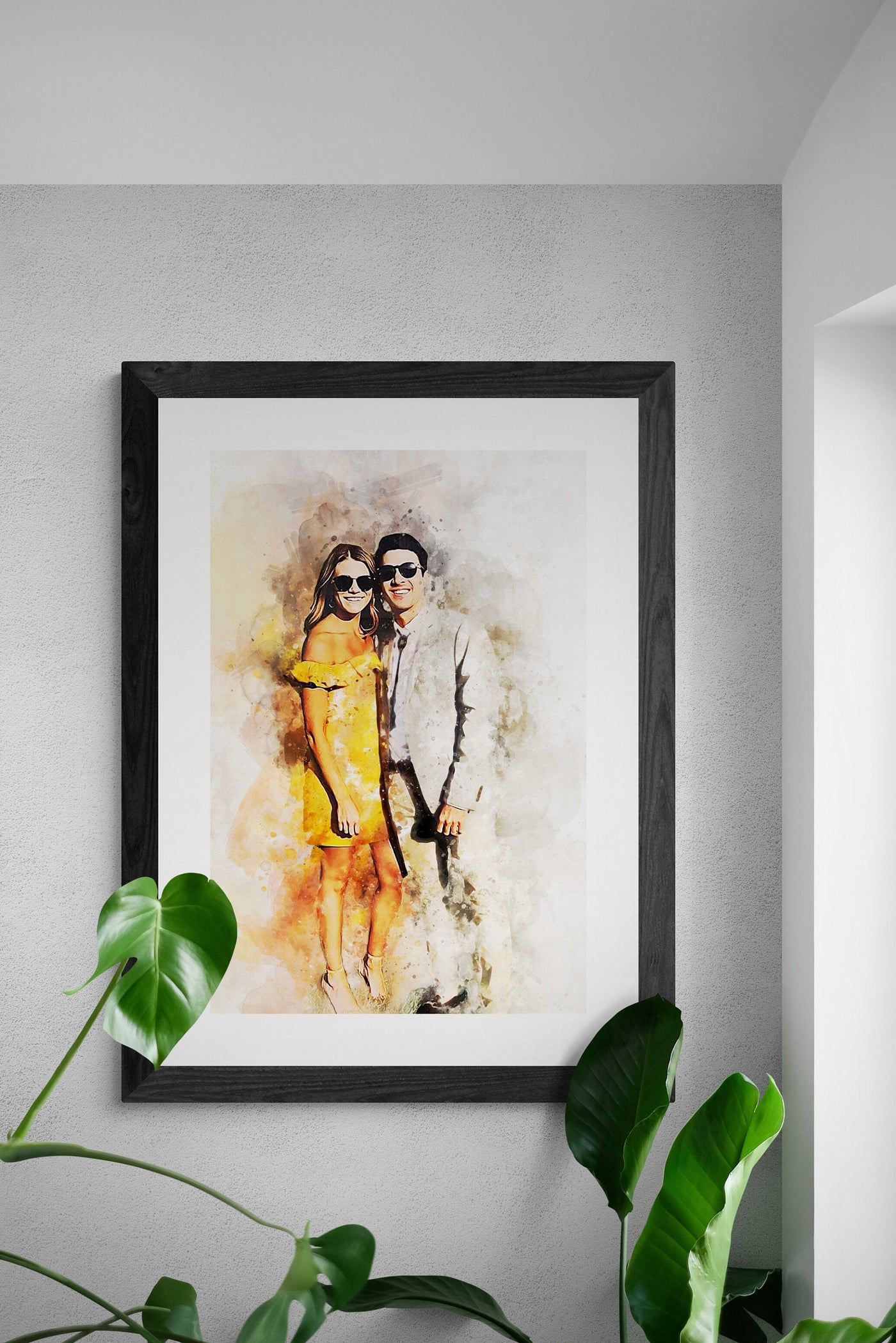 Anniversary Present for Boyfriend | Gift for Girlfriend | Engagement Photo on Canvas | Watercolor Print
