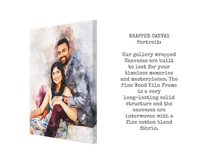 Engagement photo frame Couple portrait watercolor photo Canvas art Anniversary photo gift Custom portrait from photo Gift for boyfriend