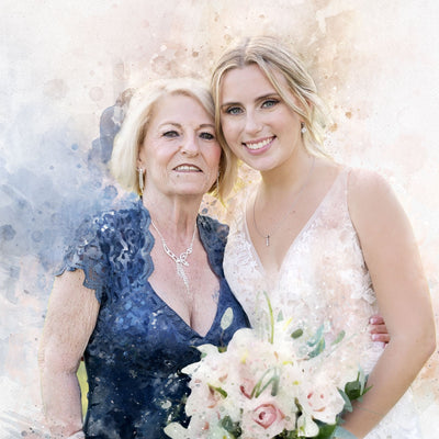 Wedding Gift for Mom | Portrait from Photo Painting | Canvas Grandma Picture