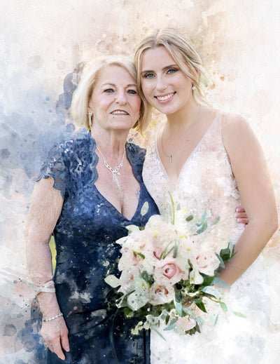 Wedding Gift for Mom | Portrait from Photo Painting | Canvas Grandma Picture