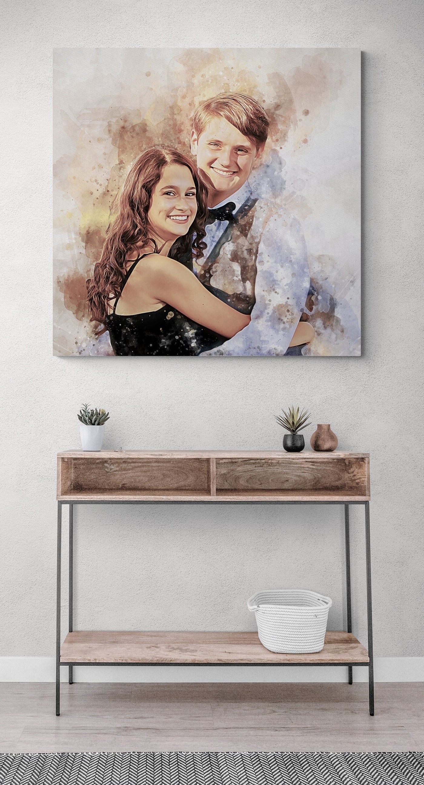 Personalized Brother-Sister Gift | Custom Kids Portrait Canvas