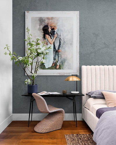Portrait couple gifts for husband and wife Wedding portrait from photo Watercolor painting Portrait on canvas print Anniversary photo gift