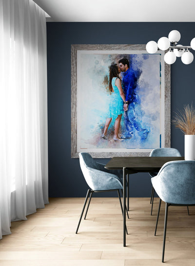 Engagement photo on canvas wall art watercolor portrait from photo gifts for couple anniversary gift for anniversary for husband Christmas