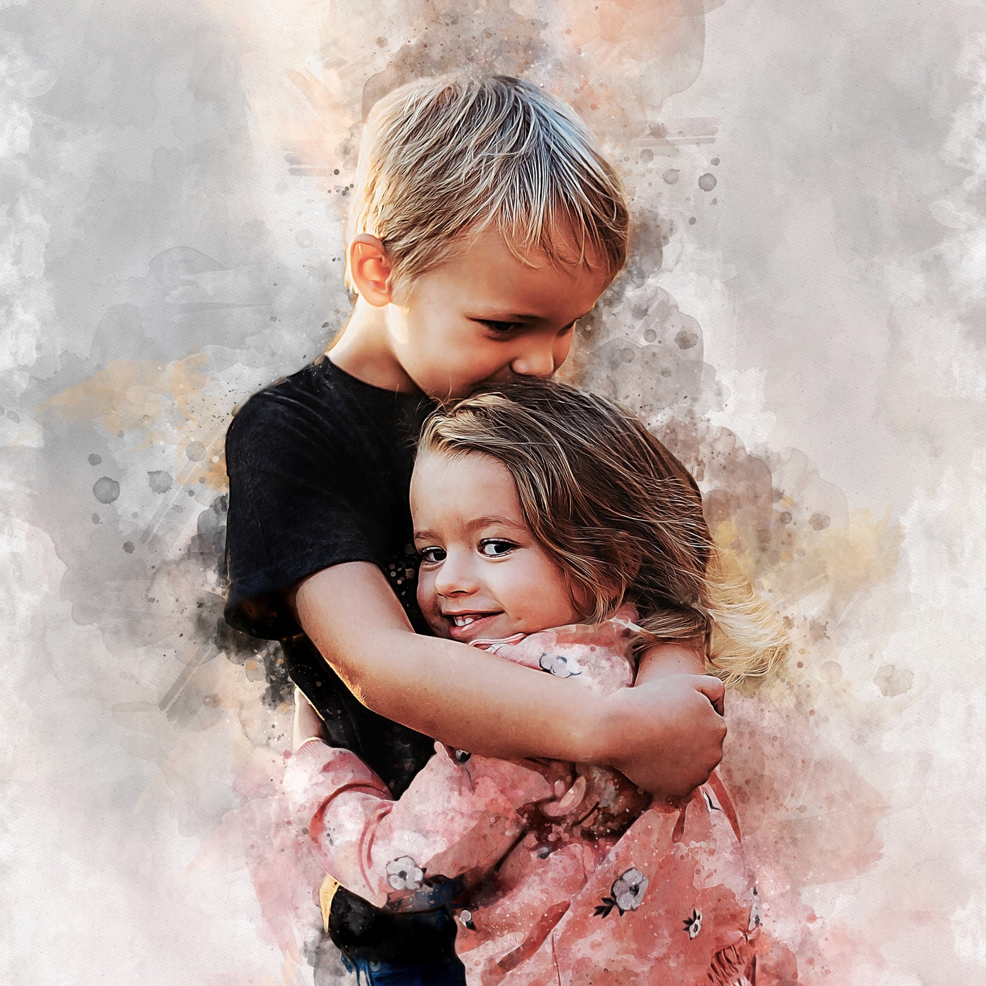 Personalized Brother Sister Gift | Custom Kids Portrait Canvas
